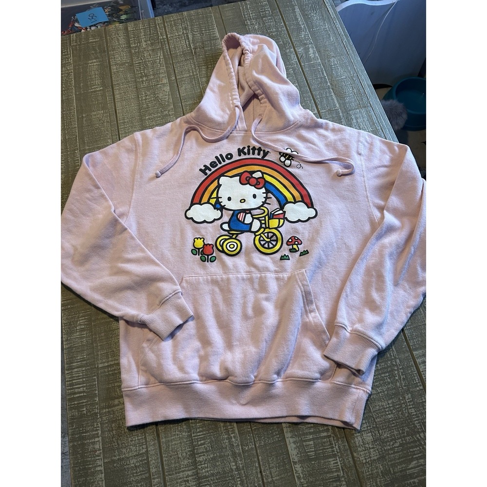 Hello‎ Kitty Rainbow Pullover Hoodie Pink Unisex Size Small (34/36) Sweatshirt